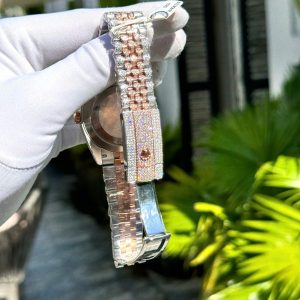 Rolex DateJust Chế Tác Bọc Vàng Đính Full Kim Cương Moissanite 41mm (2)
