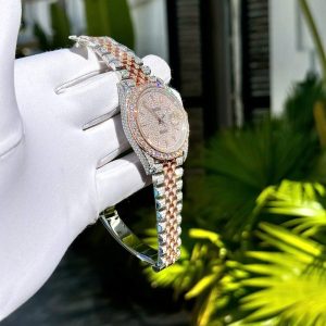 Rolex DateJust Chế Tác Bọc Vàng Đính Full Kim Cương Moissanite 41mm (2)