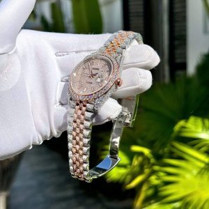 Rolex DateJust Chế Tác Bọc Vàng Đính Full Kim Cương Moissanite 41mm (2)