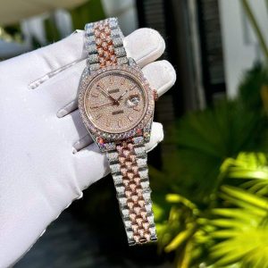 Rolex DateJust Chế Tác Bọc Vàng Đính Full Kim Cương Moissanite 41mm (2)