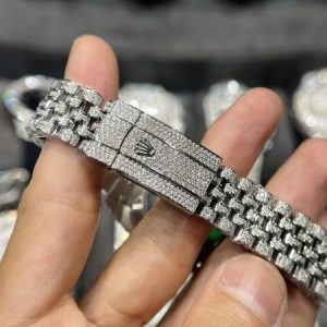 Rolex DateJust Mặt Xanh Đính Full Kim Cương Moissanite Hong Kong 41mm (2)