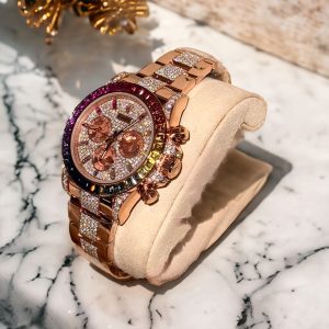 Rolex Daytona Rainbow Chế Tác Bọc Vàng Đính Ruby + Kim Cương Moissanite 40mm (2)
