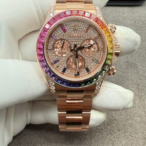 Rolex Daytona Rainbow Vàng Khối Đính Kim Cương Tự Nhiên 40mm (1)