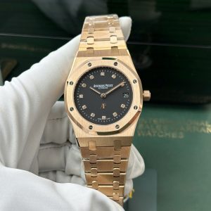 Audemars Piguet Royal Oak Jumbo Extra-Thin 15207OR Mạ Vàng Hồng Rep 11 Mặt Đen Nhà Máy IP 39mm (1)