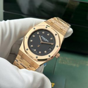 Audemars Piguet Royal Oak Jumbo Extra-Thin 15207OR Mạ Vàng Hồng Rep 11 Mặt Đen Nhà Máy IP 39mm (1)