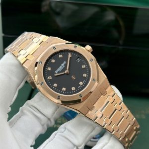 Audemars Piguet Royal Oak Jumbo Extra-Thin 15207OR Mạ Vàng Hồng Rep 11 Mặt Đen Nhà Máy IP 39mm (1)