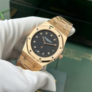 Audemars Piguet Royal Oak Jumbo Extra-Thin 15207OR Mạ Vàng Hồng Rep 11 Mặt Đen Nhà Máy IP 39mm (1)