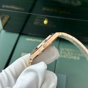 Audemars Piguet Royal Oak Jumbo Extra-Thin 15207OR Mạ Vàng Hồng Rep 11 Mặt Đen Nhà Máy IP 39mm (1)