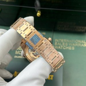 Audemars Piguet Royal Oak Jumbo Extra-Thin 15207OR Mạ Vàng Hồng Rep 11 Mặt Đen Nhà Máy IP 39mm (1)