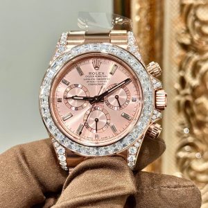 Đồng Hồ Rolex Daytona 126595TBR Bọc Vàng Đính Moissanite Chế Tác Hong Kong 40mm (2)