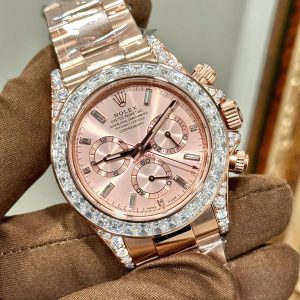 Đồng Hồ Rolex Daytona 126595TBR Bọc Vàng Đính Moissanite Chế Tác Hong Kong 40mm (2)