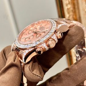 Đồng Hồ Rolex Daytona 126595TBR Bọc Vàng Đính Moissanite Chế Tác Hong Kong 40mm (2)