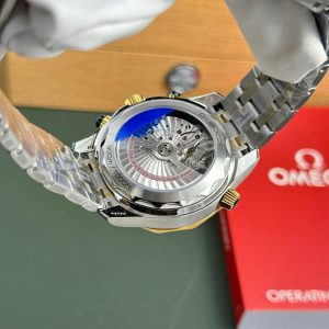Omega Seamaster Diver 300M Chronograph Demi Vàng Replica 11 Mặt Xanh Blue Nhà Máy N1 44mm (2)