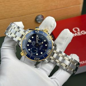 Omega Seamaster Diver 300M Chronograph Demi Vàng Replica 11 Mặt Xanh Blue Nhà Máy N1 44mm (2)