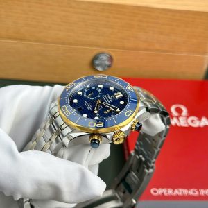 Omega Seamaster Diver 300M Chronograph Demi Vàng Replica 11 Mặt Xanh Blue Nhà Máy N1 44mm (2)