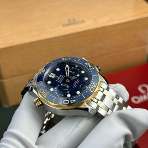 Omega Seamaster Diver 300M Chronograph Demi Vàng Replica 11 Mặt Xanh Blue Nhà Máy N1 44mm (2)