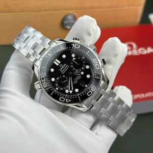 Omega Seamaster Diver 300M Chronograph Replica 11 Cao Cấp Mặt Đen Nhà Máy N1 Factory 44mm (2)