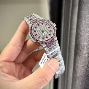 Patek Philippe Nautilus 7118 Replica 11 Đính Ruby Đỏ + Kim Cương Moissanite 35 (3)