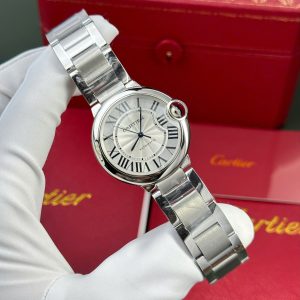 Cartier Ballon Bleu Rep 11 Mặt Trắng Dây Kim Loại Nhà Máy AF 36mm (2)