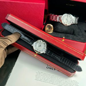 Cartier Ballon Bleu Replica 11 Cao Cấp Mặt Trắng Dây Da Nhà Máy AF 42mm (2)