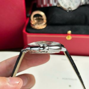 Cartier Ballon Bleu Replica 11 Cao Cấp Mặt Trắng Dây Da Nhà Máy AF 42mm (2)