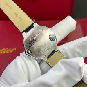 Cartier Ballon Bleu Replica 11 Mặt Trắng Dây Da Đen Nhà Máy AF 36mm (2)