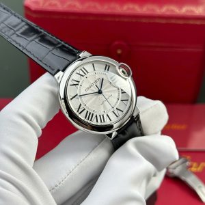 Cartier Ballon Bleu Replica 11 Mặt Trắng Dây Da Đen Nhà Máy AF 36mm (2)