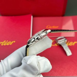 Cartier Ballon Bleu Replica 11 Mặt Trắng Dây Da Đen Nhà Máy AF 36mm (2)