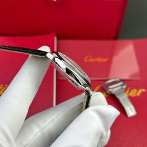 Cartier Ballon Bleu Replica 11 Mặt Trắng Dây Da Đen Nhà Máy AF 36mm (2)