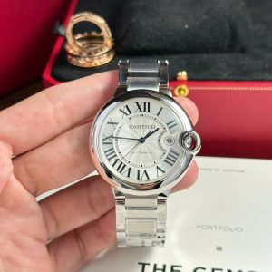 Cartier Ballon Bleu Replica 11 Nam Mặt Trắng Dây Kim Loại AF 42mm (2)