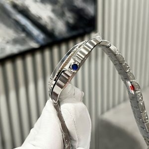 Cartier Santos Chế Tác Đính Kim Cương Moissanite Mặt Xanh Lá Cây BVF 39 (2)