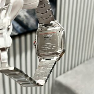 Cartier Santos Chế Tác Đính Kim Cương Moissanite Mặt Xanh Lá Cây BVF 39 (2)