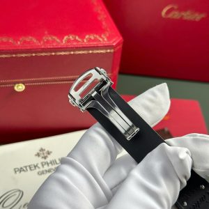 Cartier Santos Nam Replica 11 Màu Đen Dây Cao Su Nhà Máy BV 39 (2)