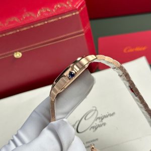 Cartier Santos Nữ Mặt Trắng Rep 11 Cao Cấp Mạ Vàng Hồng Nhà Máy BV 35mm (2)