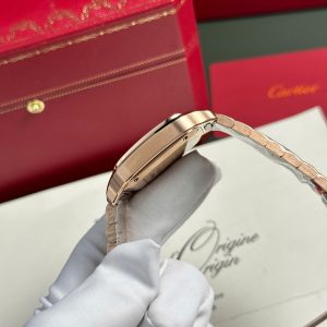 Cartier Santos Nữ Mặt Trắng Rep 11 Cao Cấp Mạ Vàng Hồng Nhà Máy BV 35mm (2)