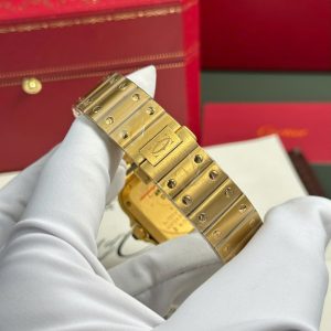 Cartier Santos Nữ Mặt Trắng Replica 11 Mạ Vàng Nhà Máy BV 35mm (2)