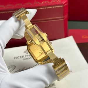 Cartier Santos Nữ Mặt Trắng Replica 11 Mạ Vàng Nhà Máy BV 35mm (2)