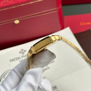 Cartier Santos Nữ Mặt Trắng Replica 11 Mạ Vàng Nhà Máy BV 35mm (2)