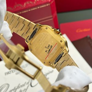 Cartier Santos Nữ Mặt Trắng Replica 11 Mạ Vàng Nhà Máy BV 35mm (2)