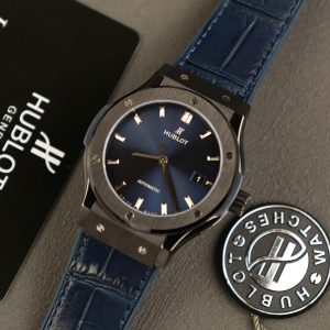 Hublot Classic Fusion Rep 11 Cao Cấp Vỏ Gốm Đen Máy SW300 Màu Xanh Blue 42mm (2)