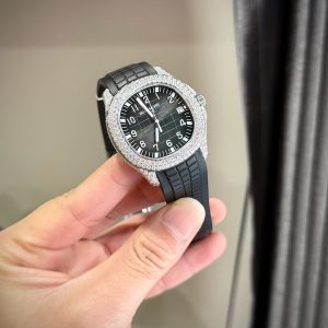 Patek Philippe Aquanaut 5167 Mặt Xám Chế Tác Đính Full Kim Cương Moissanite 40mm (2)