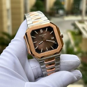 Patek Philippe Cubitus 5821 Demi Vàng Hồng Rep 11 Cao Cấp Mặt Vuông Màu Chocolate 45mm (1)