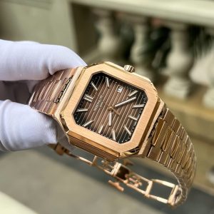 Patek Philippe Cubitus 5821 Mạ Vàng Hồng Replica 11 Mặt Vuông Màu Chocolate 45mm (2)