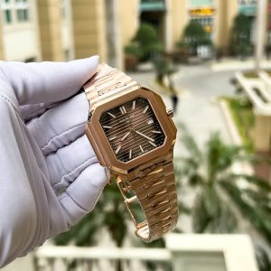 Patek Philippe Cubitus 5821 Mạ Vàng Hồng Replica 11 Mặt Vuông Màu Chocolate 45mm (2)