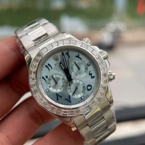 Rolex Daytona Chế Tác Vàng Trắng 18K Nguyên Khối + Đính Kim Cương Baguette Hong Kong 40mm (2)