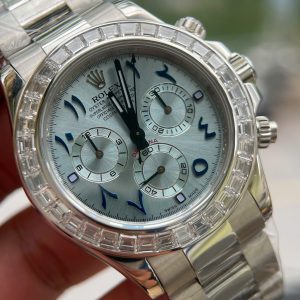 Rolex Daytona Chế Tác Vàng Trắng 18K Nguyên Khối + Đính Kim Cương Baguette Hong Kong 40mm (2)