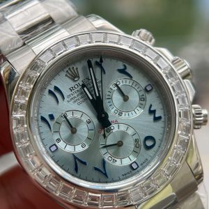 Rolex Daytona Chế Tác Vàng Trắng 18K Nguyên Khối + Đính Kim Cương Baguette Hong Kong 40mm (2)