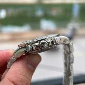 Rolex Daytona Chế Tác Vàng Trắng 18K Nguyên Khối + Đính Kim Cương Baguette Hong Kong 40mm (2)