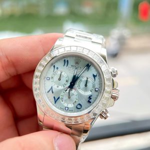 Rolex Daytona Chế Tác Vàng Trắng 18K Nguyên Khối + Đính Kim Cương Baguette Hong Kong 40mm (2)