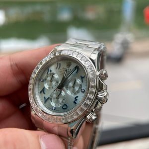 Rolex Daytona Chế Tác Vàng Trắng 18K Nguyên Khối + Đính Kim Cương Baguette Hong Kong 40mm (2)